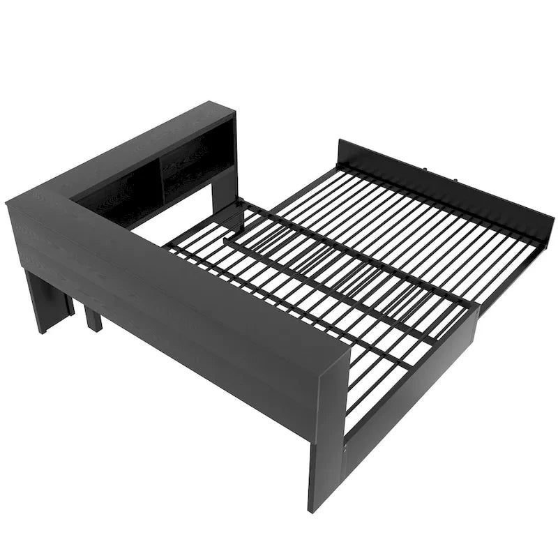 Lit de repos en métal blanc/noir avec lit gigogne – 2 couchages