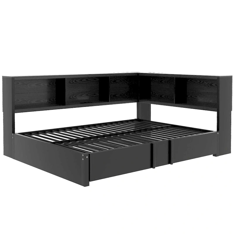 Lit de repos en métal blanc/noir avec lit gigogne – 2 couchages