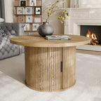 Table basse ronde avec porte tambour noire/marron et rangement caché – À l'unité ou par lot de 2