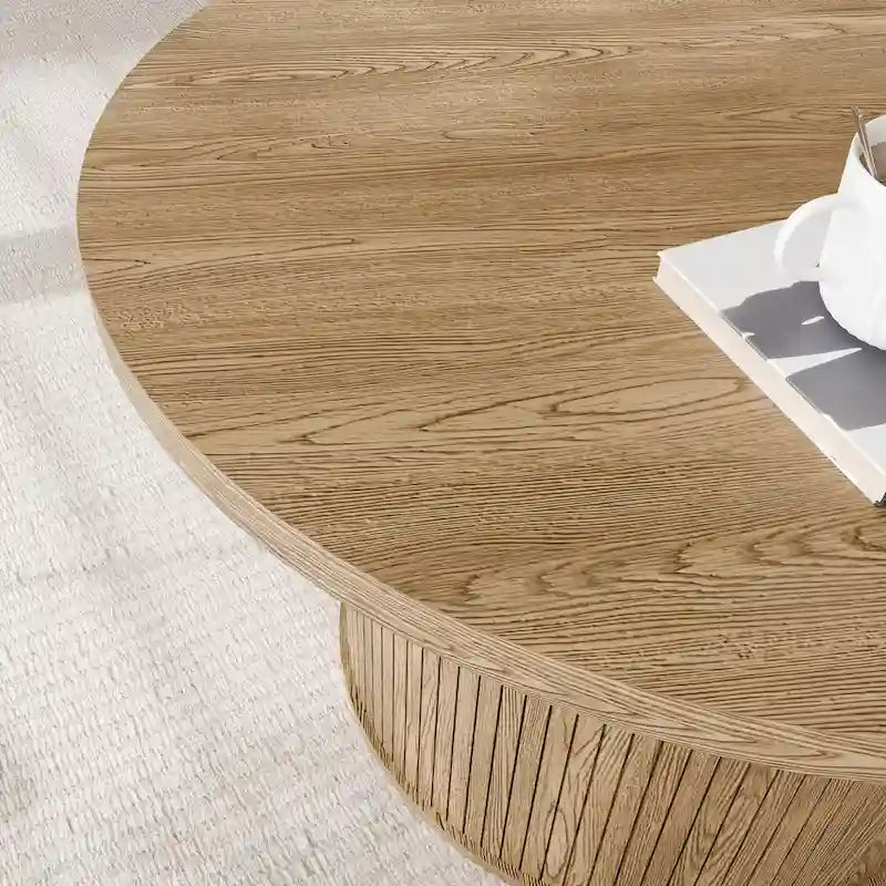 Table basse ronde avec porte tambour noire/marron et rangement caché – À l'unité ou par lot de 2