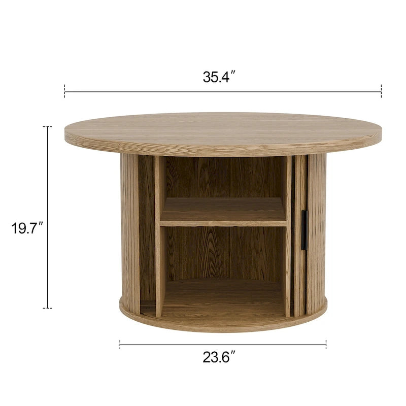 Table basse ronde avec porte tambour noire/marron et rangement caché – À l'unité ou par lot de 2
