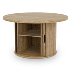 Table basse ronde avec porte tambour noire/marron et rangement caché – À l'unité ou par lot de 2