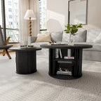 Table basse ronde avec porte tambour noire/marron et rangement caché – À l'unité ou par lot de 2