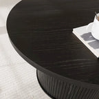 Table basse ronde avec porte tambour noire/marron et rangement caché – À l'unité ou par lot de 2