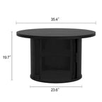 Table basse ronde avec porte tambour noire/marron et rangement caché – À l'unité ou par lot de 2