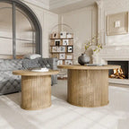 Table basse ronde avec porte tambour noire/marron et rangement caché – À l'unité ou par lot de 2