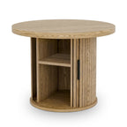 Table basse ronde avec porte tambour noire/marron et rangement caché – À l'unité ou par lot de 2