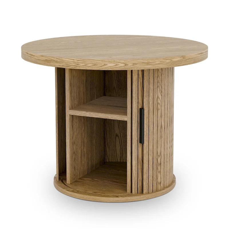 Table basse ronde avec porte tambour noire/marron et rangement caché – À l'unité ou par lot de 2