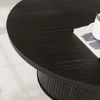 Table basse ronde avec porte tambour noire/marron et rangement caché – À l'unité ou par lot de 2