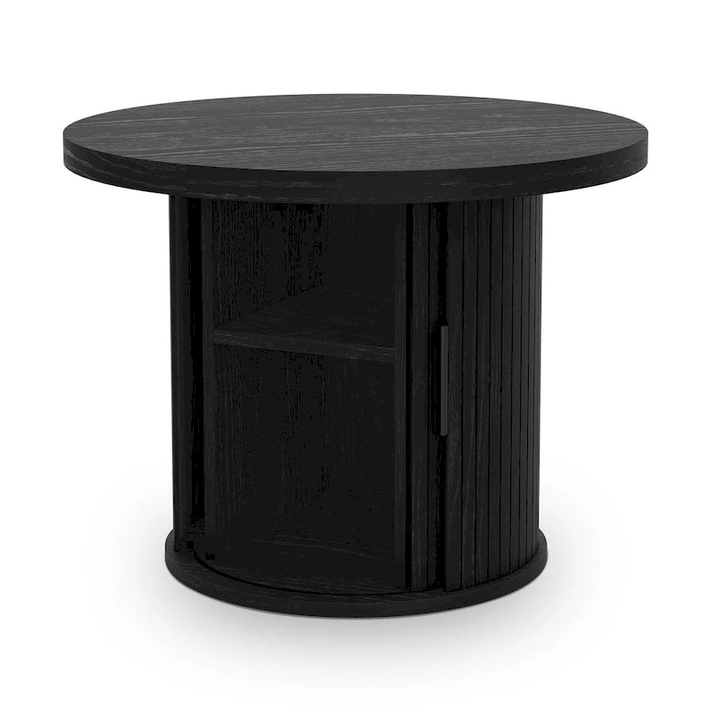 Table basse ronde avec porte tambour noire/marron et rangement caché – À l'unité ou par lot de 2