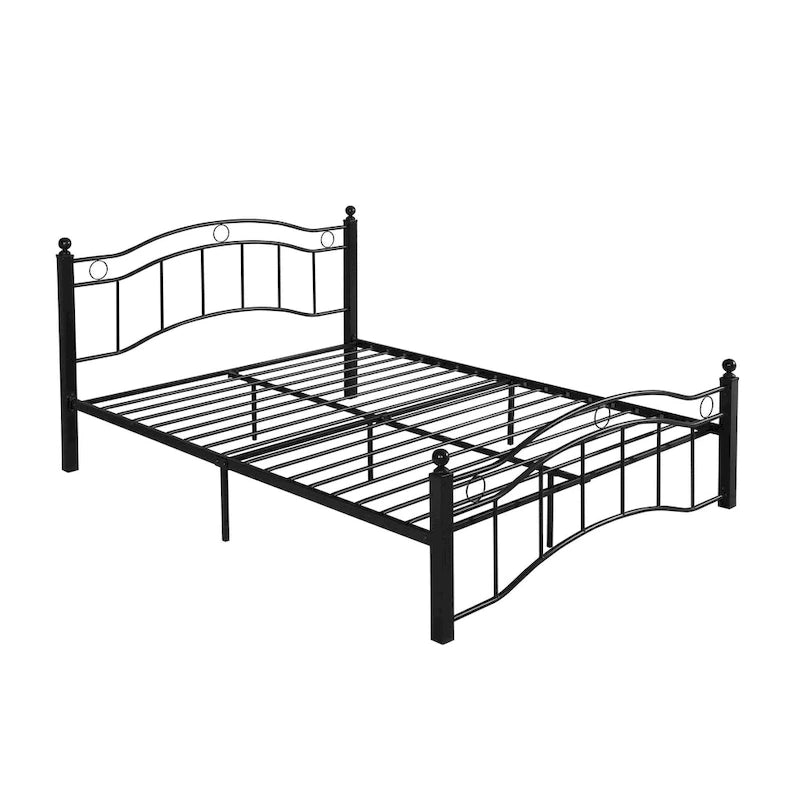 Cadre de lit en fer – Cuivre martelé / Noir mat / Blanc, Lit simple / Grand lit / Très grand lit, Pour 1 à 2 personnes