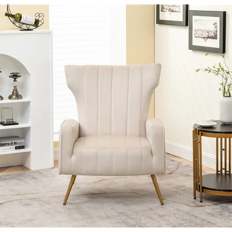 Fauteuil d'appoint à accoudoirs carrés en velours gris/beige/noir – Une place