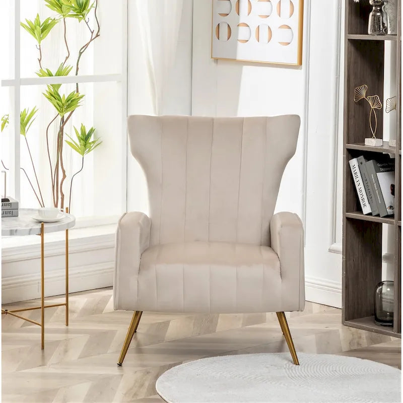 Fauteuil d'appoint à accoudoirs carrés en velours gris/beige/noir – Une place