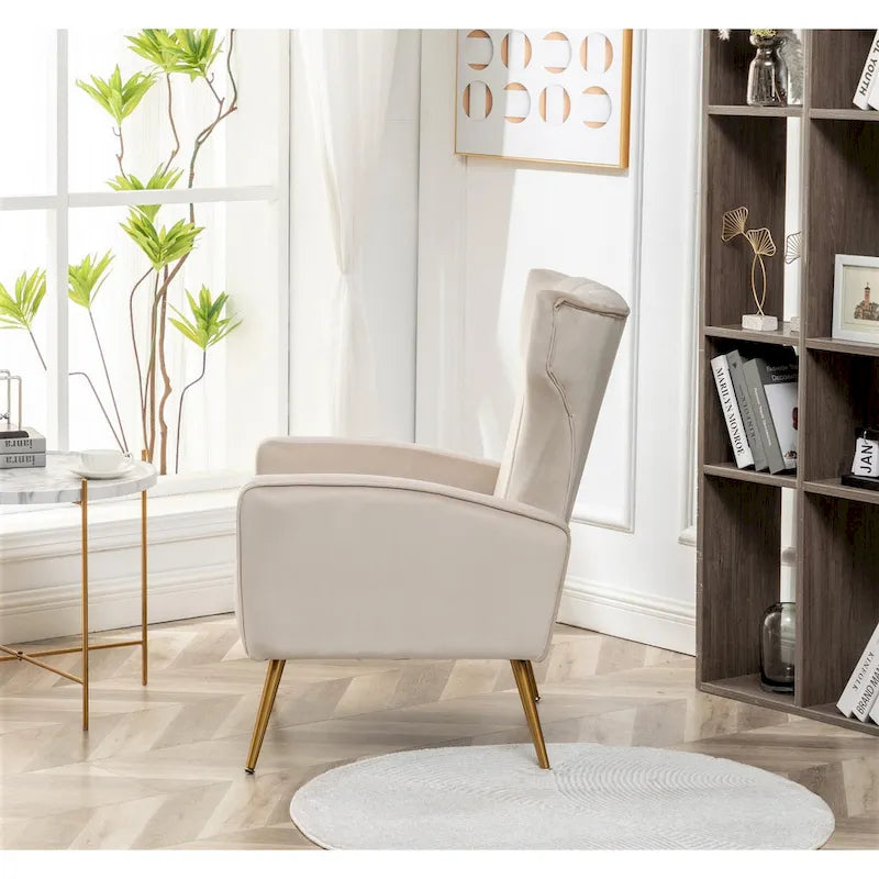 Fauteuil d'appoint à accoudoirs carrés en velours gris/beige/noir – Une place