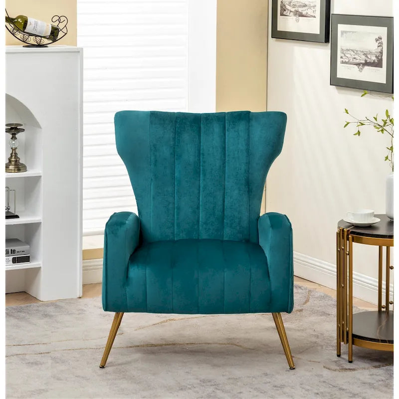 Fauteuil d'appoint à accoudoirs carrés en velours gris/beige/noir – Une place