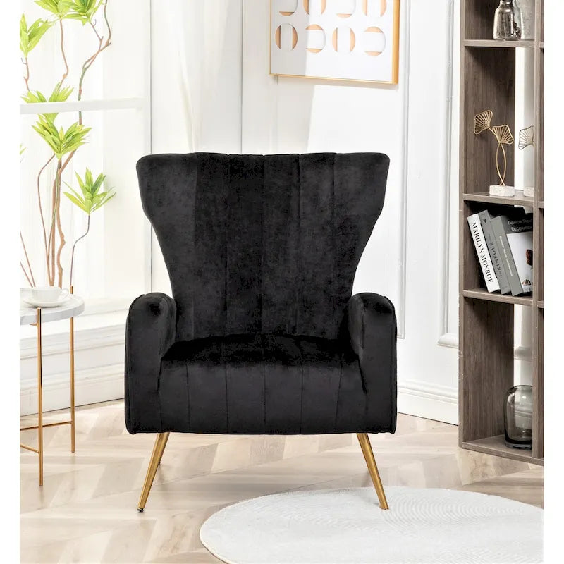 Fauteuil d'appoint à accoudoirs carrés en velours gris/beige/noir – Une place