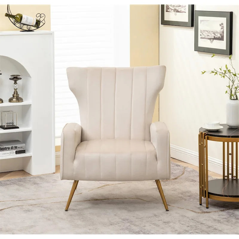 Fauteuil d'appoint à accoudoirs carrés en velours gris/beige/noir – Une place