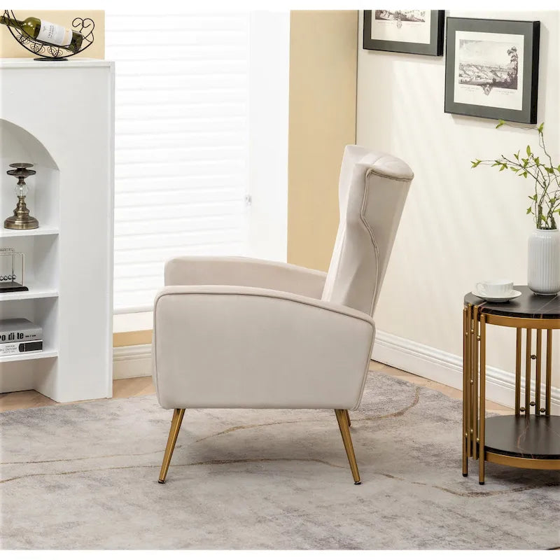 Fauteuil d'appoint à accoudoirs carrés en velours gris/beige/noir – Une place