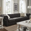 Canapé Chesterfield en Lin / Velours Gris Foncé – 4, 5 ou 6 Places