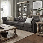 Canapé Chesterfield en Lin / Velours Gris Foncé – 4, 5 ou 6 Places