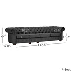 Canapé Chesterfield en Lin / Velours Gris Foncé – 4, 5 ou 6 Places