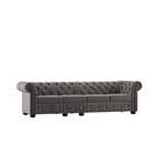 Canapé Chesterfield en Lin / Velours Gris Foncé – 4, 5 ou 6 Places