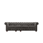 Canapé Chesterfield en Lin / Velours Gris Foncé – 4, 5 ou 6 Places