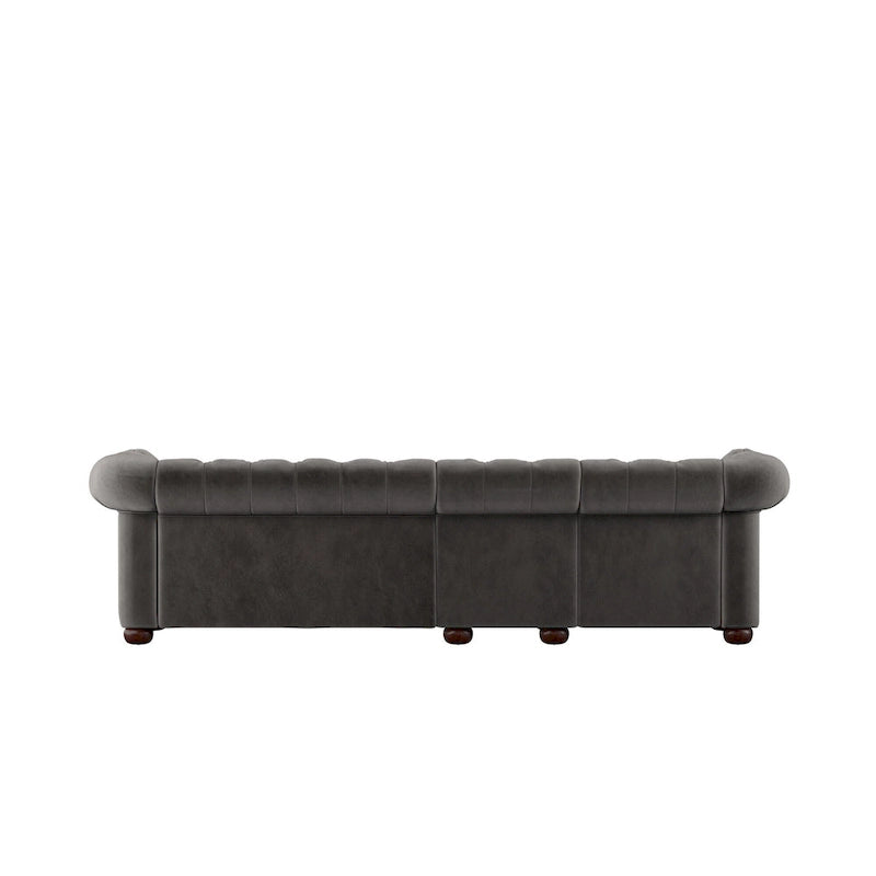 Canapé Chesterfield en Lin / Velours Gris Foncé – 4, 5 ou 6 Places