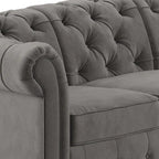 Canapé Chesterfield en Lin / Velours Gris Foncé – 4, 5 ou 6 Places