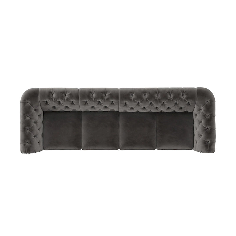 Canapé Chesterfield en Lin / Velours Gris Foncé – 4, 5 ou 6 Places