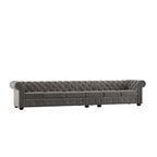 Canapé Chesterfield en Lin / Velours Gris Foncé – 4, 5 ou 6 Places