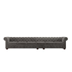 Canapé Chesterfield en Lin / Velours Gris Foncé – 4, 5 ou 6 Places