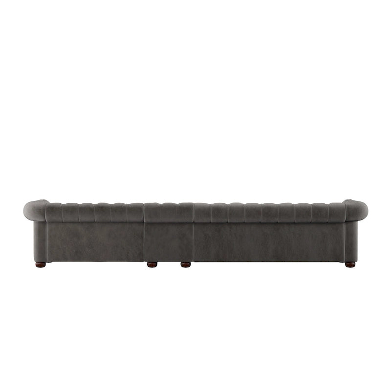 Canapé Chesterfield en Lin / Velours Gris Foncé – 4, 5 ou 6 Places
