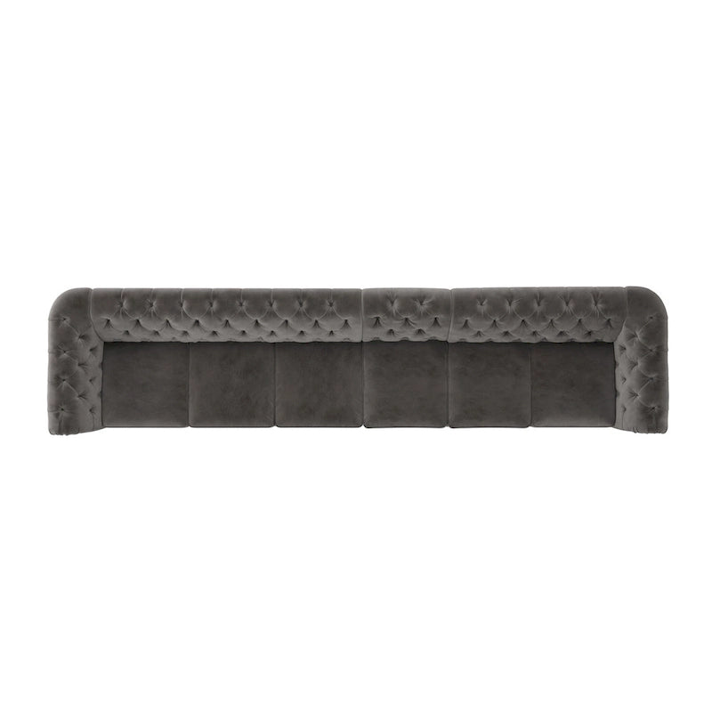 Canapé Chesterfield en Lin / Velours Gris Foncé – 4, 5 ou 6 Places