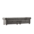 Canapé Chesterfield en Lin / Velours Gris Foncé – 4, 5 ou 6 Places