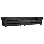Canapé Chesterfield en Lin / Velours Gris Foncé – 4, 5 ou 6 Places
