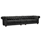 Canapé Chesterfield en Lin / Velours Gris Foncé – 4, 5 ou 6 Places