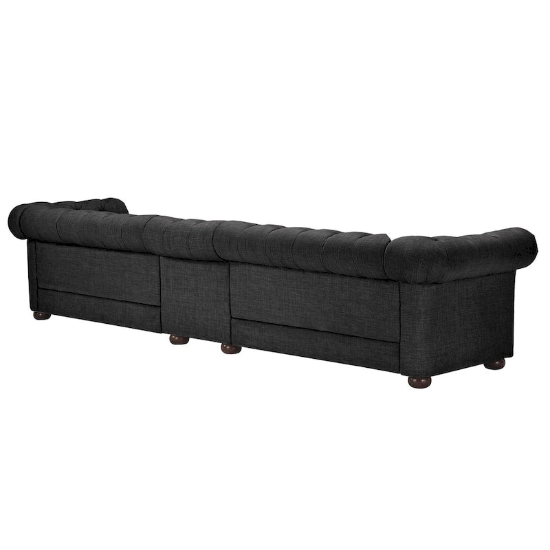 Canapé Chesterfield en Lin / Velours Gris Foncé – 4, 5 ou 6 Places