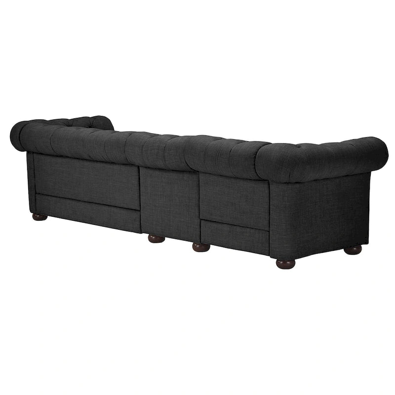 Canapé Chesterfield en Lin / Velours Gris Foncé – 4, 5 ou 6 Places