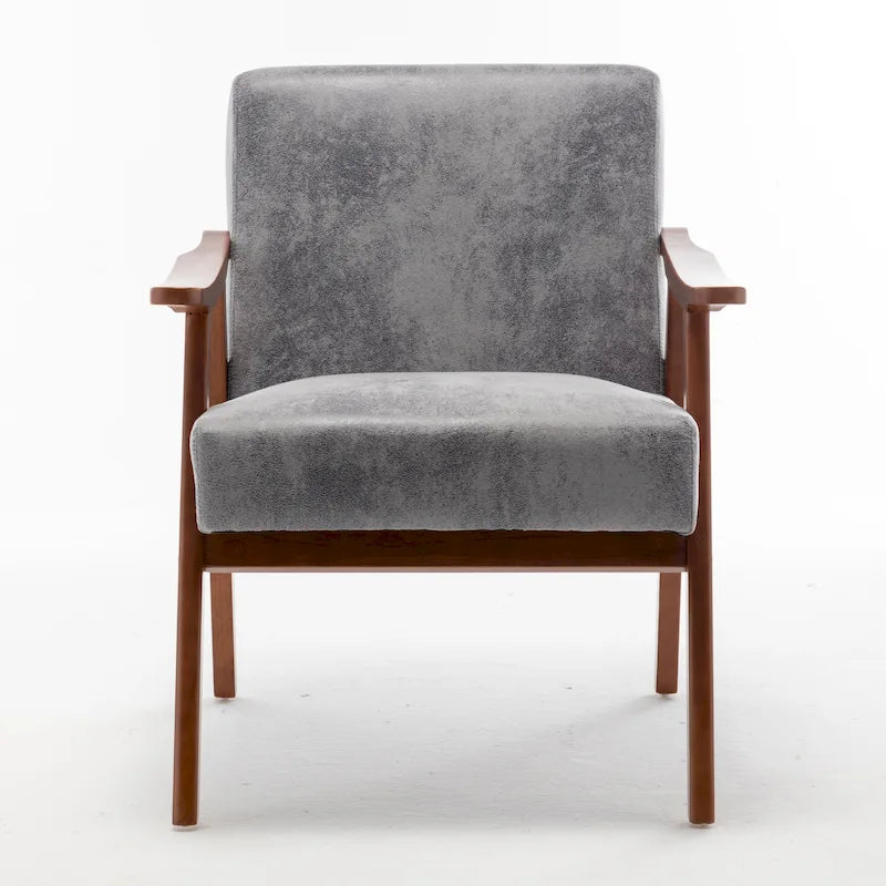 Fauteuil d'appoint microfibre moderne du milieu du siècle, une place – Gris / Marron clair / Marron foncé / Camel clair / Marron