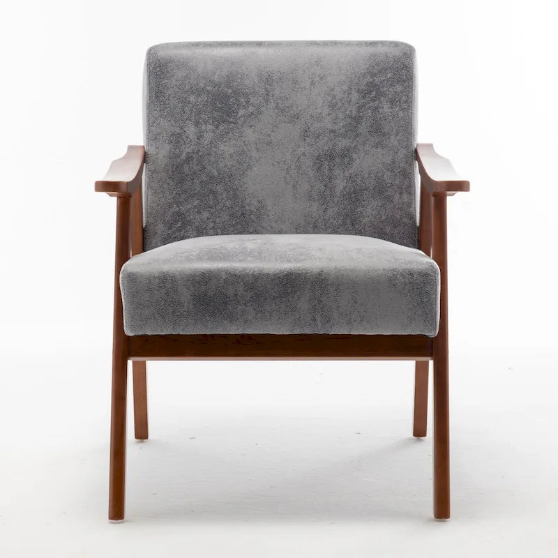 Fauteuil d'appoint microfibre moderne du milieu du siècle, une place – Gris / Marron clair / Marron foncé / Camel clair / Marron