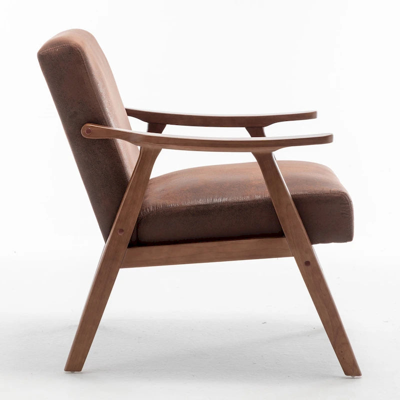Fauteuil d'appoint microfibre moderne du milieu du siècle, une place – Gris / Marron clair / Marron foncé / Camel clair / Marron