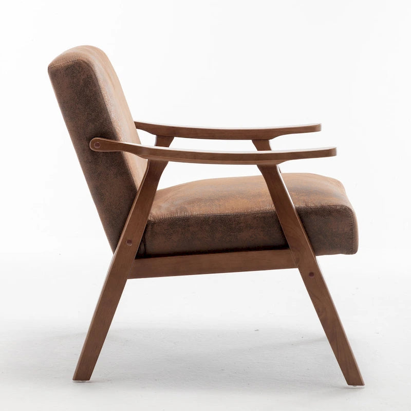 Fauteuil d'appoint microfibre moderne du milieu du siècle, une place – Gris / Marron clair / Marron foncé / Camel clair / Marron
