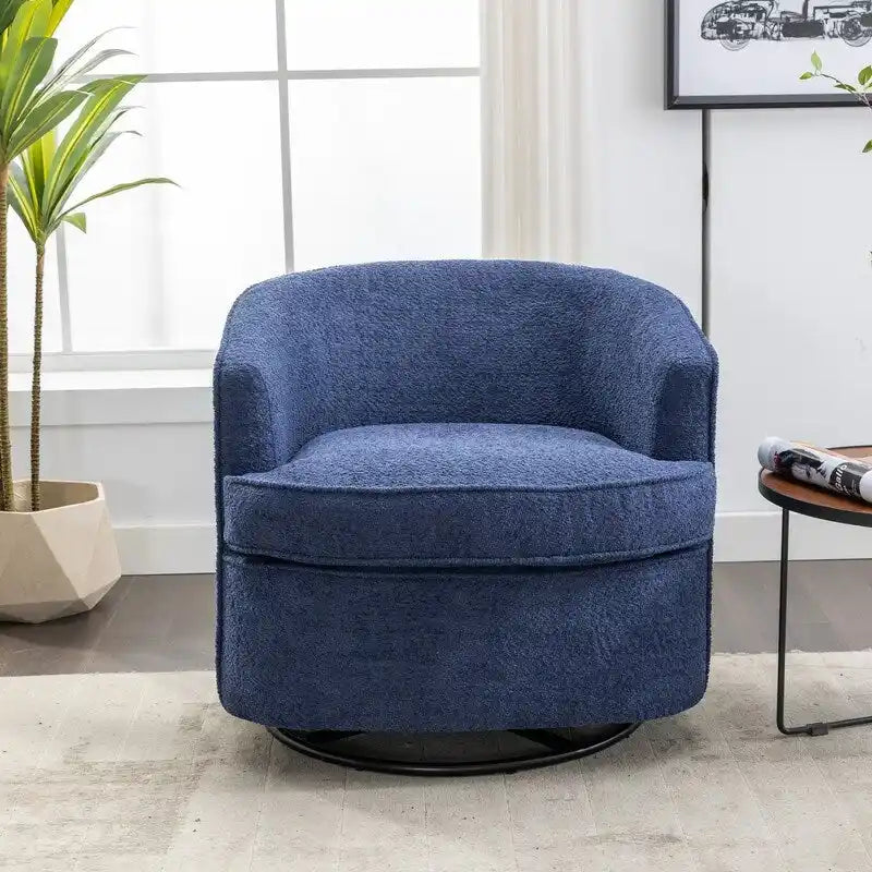 Fauteuil crapaud pivotant rond en velours marine/gris/beige/bleu/orange, une place