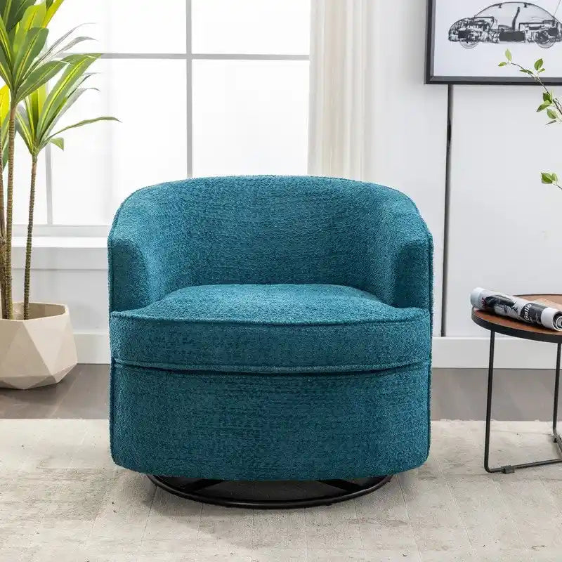 Fauteuil crapaud pivotant rond en velours marine/gris/beige/bleu/orange, une place