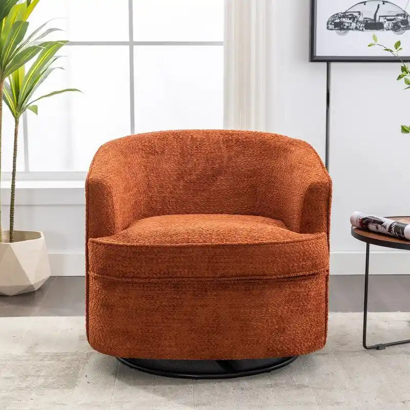 Fauteuil crapaud pivotant rond en velours marine/gris/beige/bleu/orange, une place