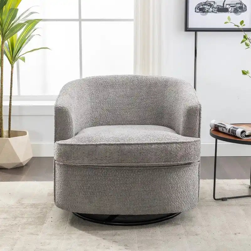 Fauteuil crapaud pivotant rond en velours marine/gris/beige/bleu/orange, une place