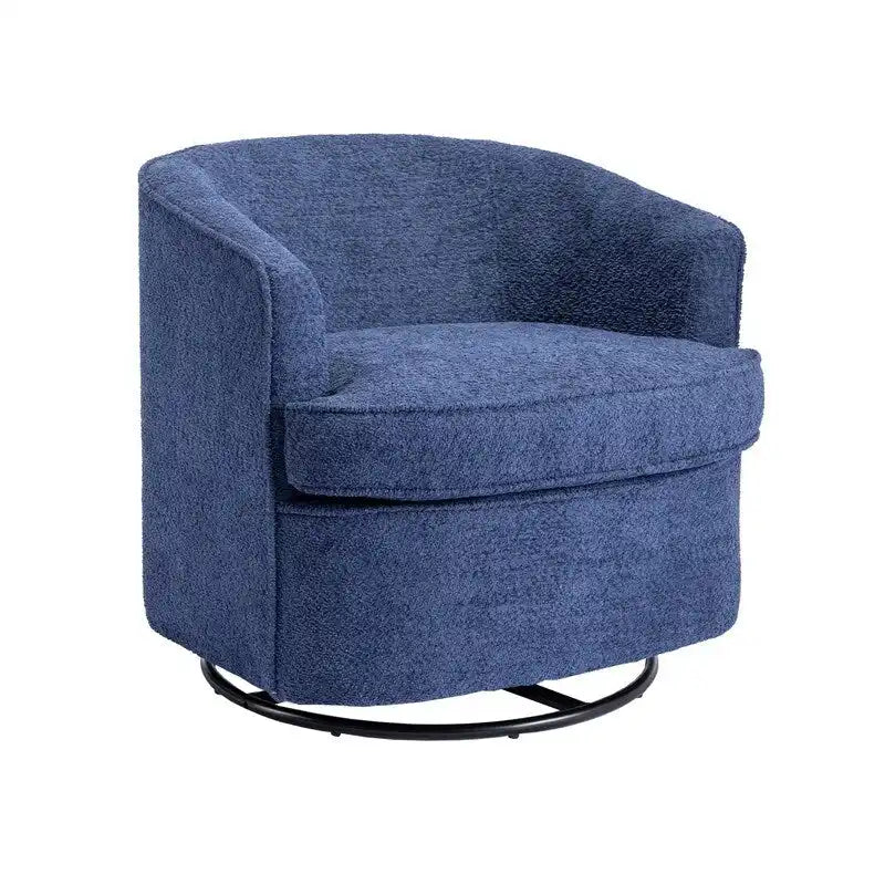 Fauteuil crapaud pivotant rond en velours marine/gris/beige/bleu/orange, une place