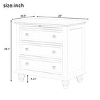 Table d'appoint à 3 tiroirs marron/blanc/noir avec plateau coulissant, assemblage par 1 personne