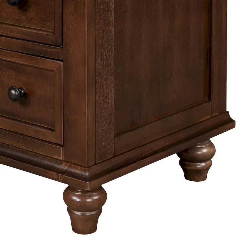 Table d'appoint à 3 tiroirs marron/blanc/noir avec plateau coulissant, assemblage par 1 personne
